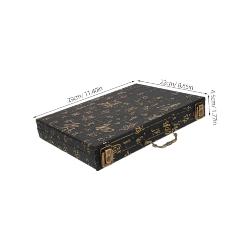 GARVALON Vintage Mahjong Holz Aufbewahrungsbox mit Tragegriff Großes Spielstein-Organizer für Zuhause und Reise Eleganter Schatzkoffer zur Stilvollen Aufbewahrung von Mahjong Schachspielen von GARVALON
