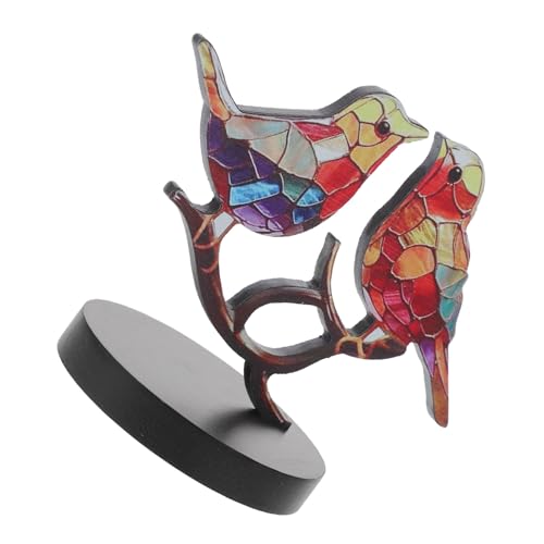 GARVALON Vogelornamente Dekorative Vogelfigur Vogelfigur Vogeldekor Vogel Auf AST Kleine Vogelstatue Auf AST Kleine Vogelstatue Vogelskulptur Farbig Bemalte Vogelstatue von GARVALON