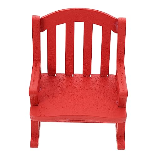 Holzbildungsstuhlmodell Mini-schaukelstühle Wohnkultur Miniaturstühle Zum Basteln Mini House Accessory Minimöbel Für Modell Eines Schaukelstuhls Aus Holz Miniaturmodell Hölzern Rot von GARVALON