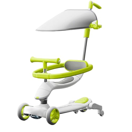 8-in-1 Multifunktionsroller, Lauflernwagen, Rutschauto & Scooter Für Kinder 10 Monate bis 6 Jahre, 360°-Lenkung, GS-Zertifiziert, mit LED-Rädern & Verstellbarer Schiebestange (Grün) von GASLIKE
