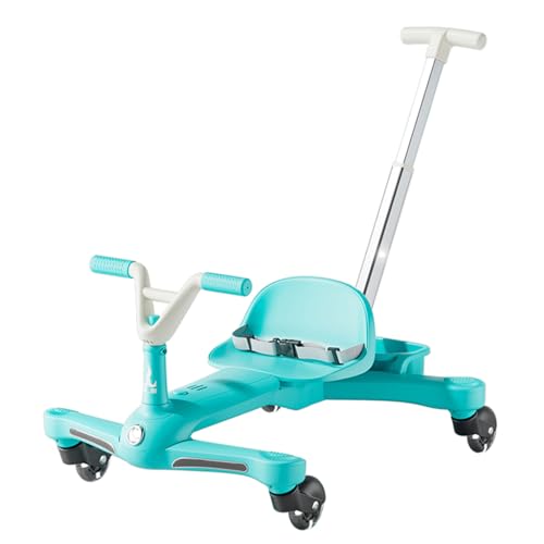 Kinder-Rutschauto mit verstellbarem Sitz & Schiebestange, 360° drehbaren Rädern, Sicherheitsgurt, Rutschfahrzeug für 2–6 Jahre (Blue) von GASLIKE
