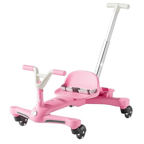 Kinder-Rutschauto mit verstellbarem Sitz & Schiebestange, 360° drehbaren Rädern, Sicherheitsgurt, Rutschfahrzeug für 2–6 Jahre (Pink) von GASLIKE