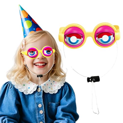 GATIHOK Lustige Blinzelbrille mit beweglichen Augen - Ideal für Kinder, Erwachsene für Karneval und Partyfotos - Lustige Brille mit Blinkeffekt (gelb) von GATIHOK