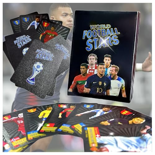 Soccer Trading Cards 2024-2025 - Premium Collector's Edition, 55 PVC Soccer Star Cards With HD Action Photos, Perfect For Fans And Gift (Black) von GATIHOK