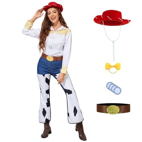GAUWEAN Jessie Kostüm für Damen, klassisches Cowgirl, Halloween, Cosplay, Hippie-Outfit, Erwachsene, Jessie, Hemd, Hut, Hose, Gürtel, Set, Größe XS GAUWEAN Jessie Kostüm für Damen, klassisches Cowgirl, Halloween, Cosplay, Hippie-Outfit, Erwachsene, Jessie, Hemd, Hut, Hose, Gürtel, Set, Größe XS von GAUWEAN