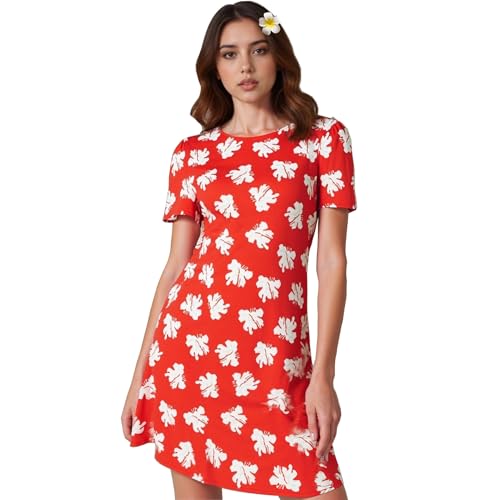 GAUWEAN Lilo Kostüm für Erwachsene, Lilo-Kleid für Damen, 2025, Halloween, Rot, Blumendruck, Hawaii-Kleid, Größe XXL GAUWEAN Lilo Kostüm für Erwachsene, Lilo-Kleid für Damen, 2025, Halloween, Rot, Blumendruck, Hawaii-Kleid, Größe XXL von GAUWEAN