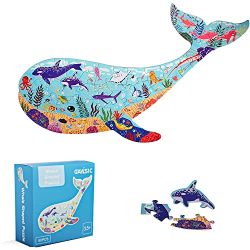 Puzzle für Kinder im Alter von 4-8, 8-10 Jahren, 50 Stück Tier-Wal Puzzles für Kinder, Ozeanboden-Puzzle, Geschenk für Kinder, Lernpuzzle für Jungen und Mädchen von GAYISIC