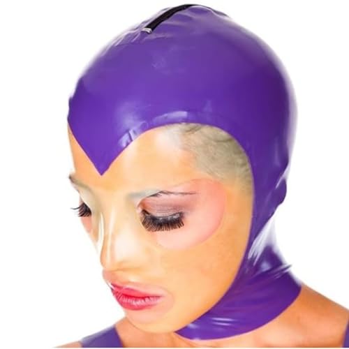 GAYLOP Latexhaube, Latexmaske, Latexkappe, Reißverschluss, handgemachte Gummihaube, L, lila und transparent GAYLOP Latexhaube, Latexmaske, Latexkappe, Reißverschluss, handgemachte Gummihaube, L, lila und transparent von GAYLOP