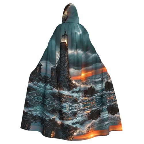 GBCVXZ Kapuzenumhang mit Leuchtturm im rauen Meer, bequemer und elastischer Umhang, Volldruck-Design, perfekt für Halloween-Kostüme und Cosplay-Partys GBCVXZ Kapuzenumhang mit Leuchtturm im rauen Meer, bequemer und elastischer Umhang, Volldruck-Design, perfekt für Halloween-Kostüme und Cosplay-Partys von GBCVXZ