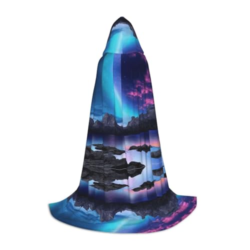 GBMBZSKP (3D-Grafik, Universum, Weltraum) Halloween-Kapuzenumhang, Hexenhut für Jungen, Mädchen, Kinder, 85–134 cm, Kapuzenumhang, Halloween, Vampir-Kostüm, Cosplay, Ostern, Maskerade, Party von GBMBZSKP