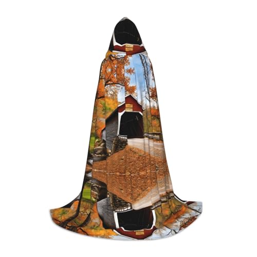 GBMBZSKP (Albany Covered Bridge) Halloween Kapuzenumhang Hexenhut für Jungen Mädchen Kinder, 85–134 cm Kapuzenumhang Halloween Vampire Kostüm Cosplay Ostern Maskerade Party von GBMBZSKP