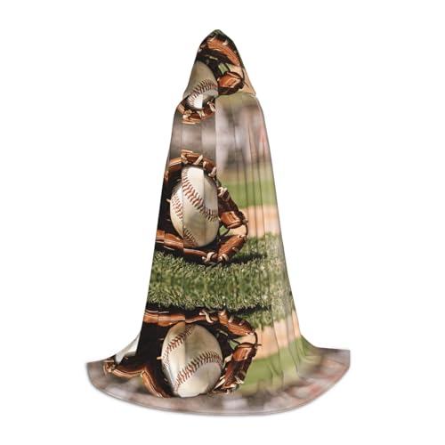 GBMBZSKP (Baseball) Halloween-Kapuzenumhang, Hexenhut für Jungen und Mädchen, Kinder, 85–134 cm, Kapuzenumhang, Halloween, Vampir-Kostüm, Cosplay, Ostern, Maskerade, Party von GBMBZSKP