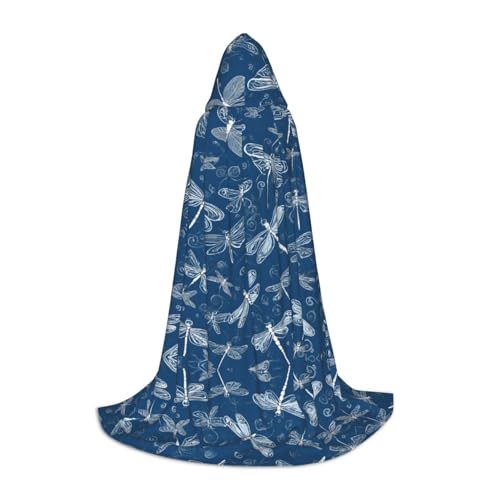 GBMBZSKP (Blaue Libelle) Halloween-Kapuzenumhang, Hexenhut für Jungen und Mädchen, Kinder, 85–134 cm, Kapuzenumhang, Halloween, Vampir-Kostüm, Cosplay, Ostern, Maskerade, Party von GBMBZSKP