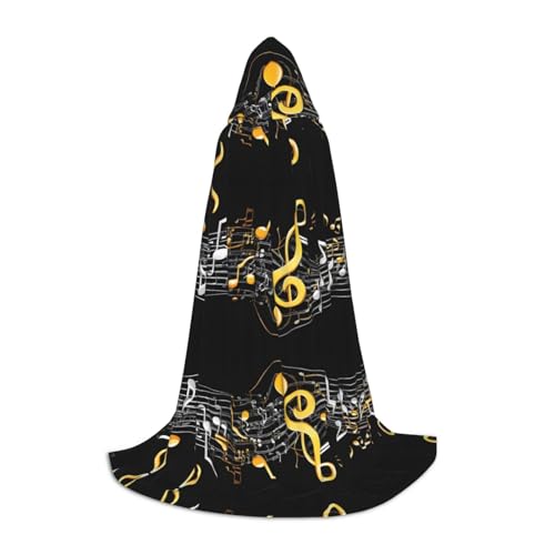 GBMBZSKP (Bunte Musiknote) Halloween-Kapuzenumhang, Hexenhut für Jungen, Mädchen, Kinder, 85–134 cm, Kapuzenumhang, Halloween, Vampir-Kostüm, Cosplay, Ostern, Maskerade, Party von GBMBZSKP