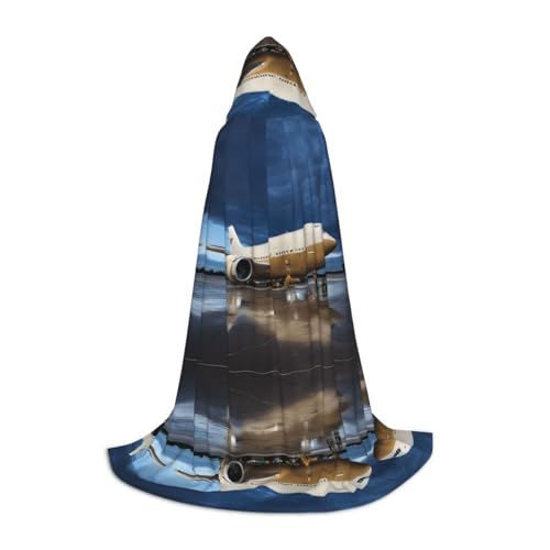 GBMBZSKP (Flugzeug im Abendlicht) Halloween-Kapuzenumhang Hexenhut für Jungen Mädchen Kinder, 85–134 cm, Kapuzenumhang, Halloween, Vampir-Kostüm, Cosplay, Ostern, Maskerade, Party von GBMBZSKP