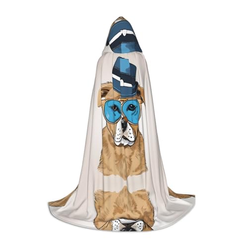 GBMBZSKP (Französische Bulldoggen) Halloween-Kapuzenumhang, Hexenhut für Jungen und Mädchen, Kinder, 85–134 cm, Kapuzenumhang, Halloween, Vampir-Kostüm, Cosplay, Ostern, Maskerade, Party von GBMBZSKP