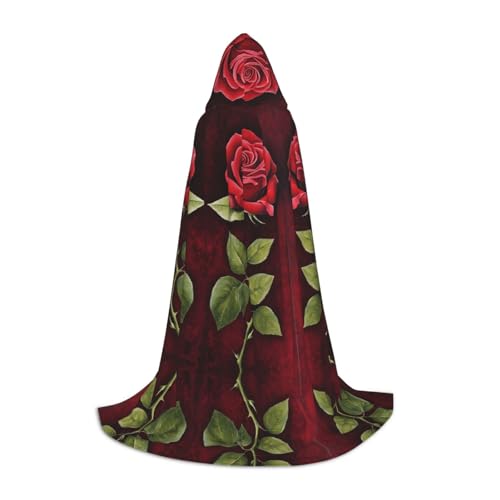 GBMBZSKP (Gothic Rose) Halloween Kapuzenumhang Hexenhut für Jungen Mädchen Kinder, 85–134 cm Kapuzenumhang Halloween Vampire Kostüm Cosplay Ostern Maskerade Party von GBMBZSKP