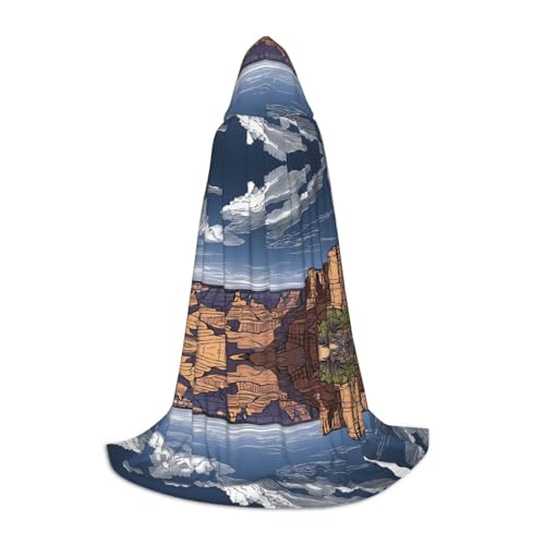 GBMBZSKP (Grand Canyon) Halloween-Kapuzenumhang, Hexenhut für Jungen, Mädchen, Kinder, 85–134 cm, Kapuzenumhang, Halloween, Vampir-Kostüm, Cosplay, Ostern, Maskerade, Party von GBMBZSKP
