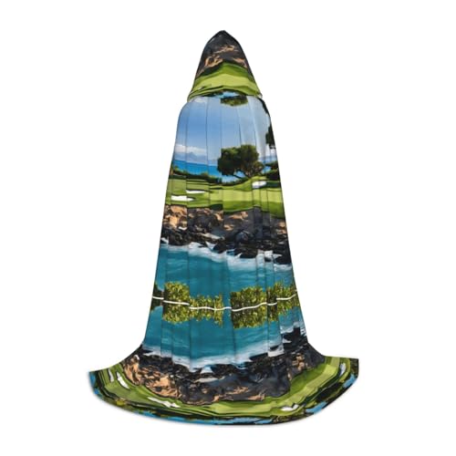 GBMBZSKP (Hawaii Beach Golfplatz) Halloween Kapuzenumhang Hexenhut für Jungen Mädchen Kinder, 85–134 cm Kapuzenumhang Halloween Vampire Kostüm Cosplay Ostern Maskerade Party von GBMBZSKP