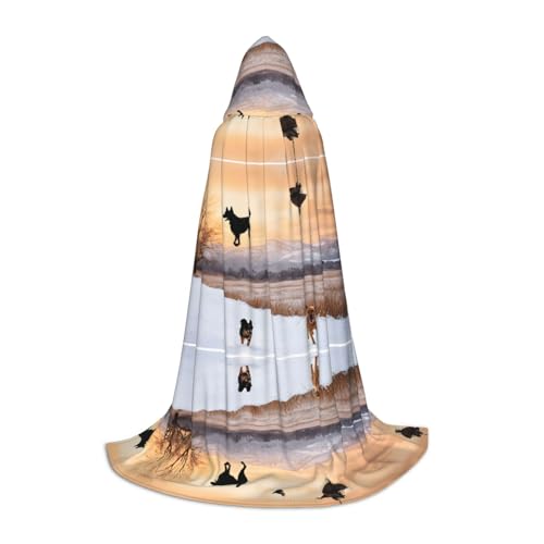 GBMBZSKP (Hund fängt Fasan) Halloween Kapuzenumhang Hexenhut für Jungen Mädchen Kinder, 85–134 cm Kapuzenumhang Halloween Vampire Kostüm Cosplay Ostern Maskerade Party von GBMBZSKP