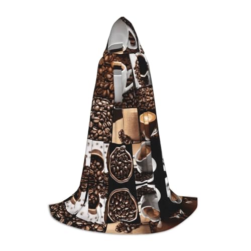 GBMBZSKP (Kaffee-Collage) Halloween-Kapuzenumhang, Hexenhut für Jungen und Mädchen, Kinder, 85–134 cm, Kapuzenumhang, Halloween, Vampir-Kostüm, Cosplay, Ostern, Maskerade, Party von GBMBZSKP