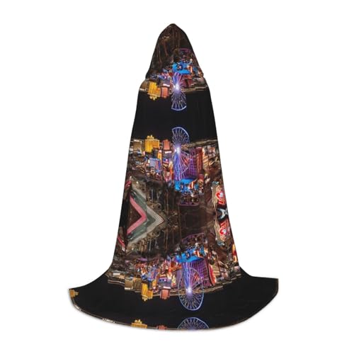 GBMBZSKP (Las Vegas Night View) Halloween Kapuzenumhang Hexenhut für Jungen Mädchen Kinder, 85–134 cm Kapuzenumhang Halloween Vampire Kostüm Cosplay Ostern Maskerade Party von GBMBZSKP
