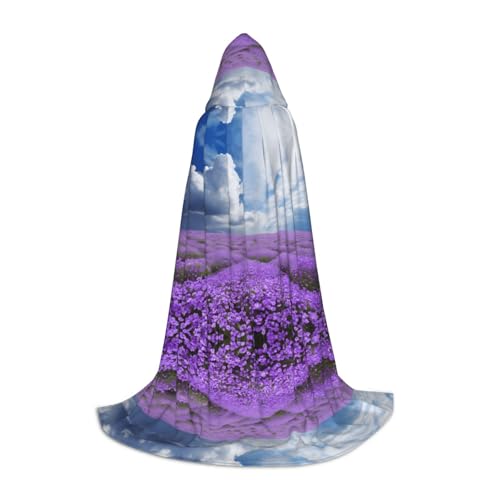 GBMBZSKP (Lavendelblume) Halloween-Kapuzenumhang, Hexenhut für Jungen und Mädchen, Kinder, 85–134 cm, Kapuzenumhang, Halloween, Vampir-Kostüm, Cosplay, Ostern, Maskerade, Party von GBMBZSKP