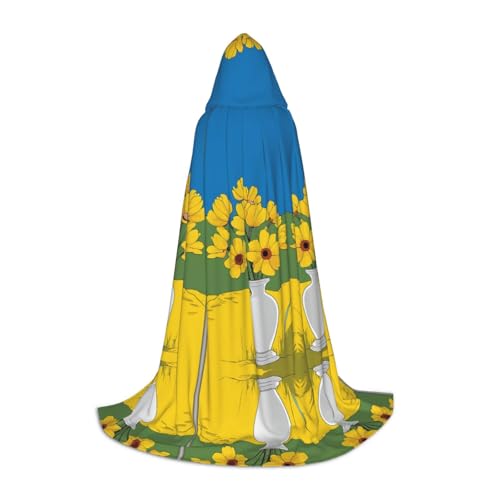 GBMBZSKP (Schöne Sonnenblume) Halloween-Kapuzenumhang, Hexenhut für Jungen und Mädchen, Kinder, 85–134 cm, Kapuzenumhang, Halloween, Vampir-Kostüm, Cosplay, Ostern, Maskerade, Party von GBMBZSKP