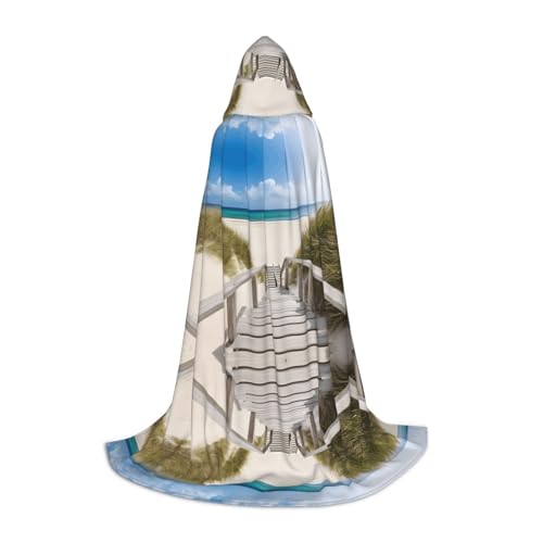 GBMBZSKP (Strandlandschaft) Halloween-Kapuzenumhang, Hexenhut für Jungen und Mädchen, Kinder, 85–134 cm, Kapuzenumhang, Halloween, Vampir-Kostüm, Cosplay, Ostern, Maskerade, Party von GBMBZSKP