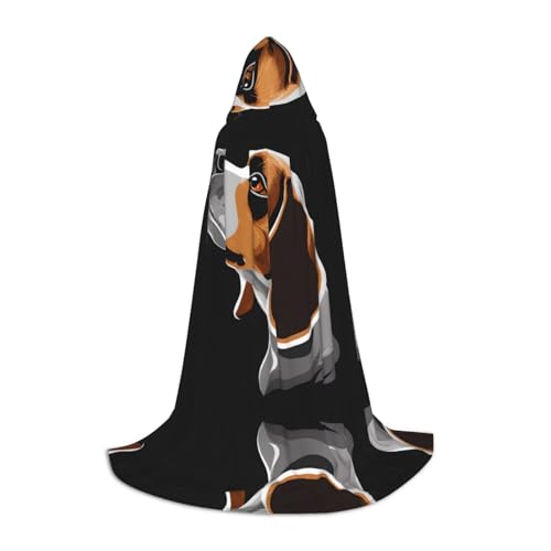 GBMBZSKP (Süßer Hund) Halloween-Kapuzenumhang, Hexenhut für Jungen und Mädchen, 85–134 cm, Kapuzenumhang, Halloween-Vampir-Kostüm, Cosplay, Ostern, Maskerade, Party von GBMBZSKP
