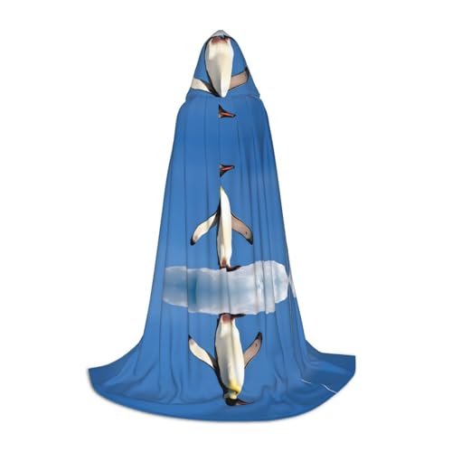 GBMBZSKP (Süßer Pinguin-Druck) Halloween-Kapuzenumhang Hexenhut für Jungen Mädchen Kinder, 85–134 cm, Kapuzenumhang, Halloween, Vampir-Kostüm, Cosplay, Ostern, Maskerade, Party von GBMBZSKP