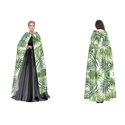 GBMBZSKP (Tropische Palmen-Bananenblätter) Halloween-Kapuzenumhang, Maskerade, Party, Cosplay, Kostüme, Ostern, Unisex, Vampir-Hexenumhang für Erwachsene von GBMBZSKP