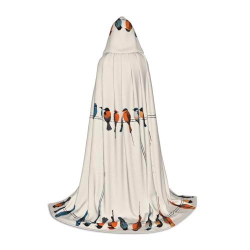 GBMBZSKP (bunter Vogel) Halloween-Kapuzenumhang, Hexenhut für Jungen und Mädchen, Kinder, 85–134 cm, Kapuzenumhang, Halloween, Vampir-Kostüm, Cosplay, Ostern, Maskerade, Party von GBMBZSKP