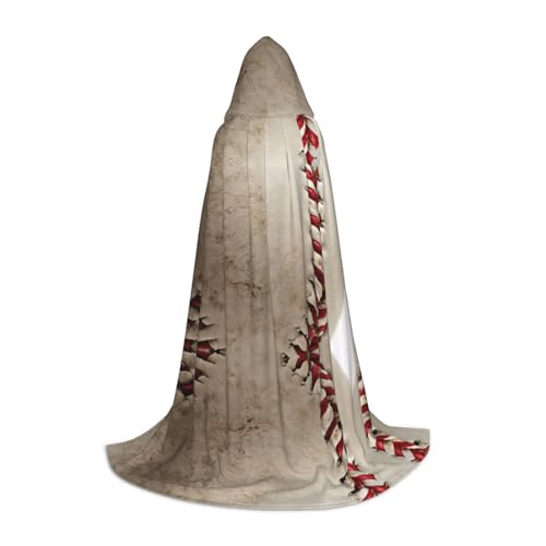 GBMBZSKP Baseball-Aufdruck, Halloween-Umhang, Hexenhut für Jungen, Mädchen, Kinder, 85–134 cm, Kapuzenumhang, Halloween, Vampir-Kostüm, Cosplay, Ostern, Maskerade, Party von GBMBZSKP