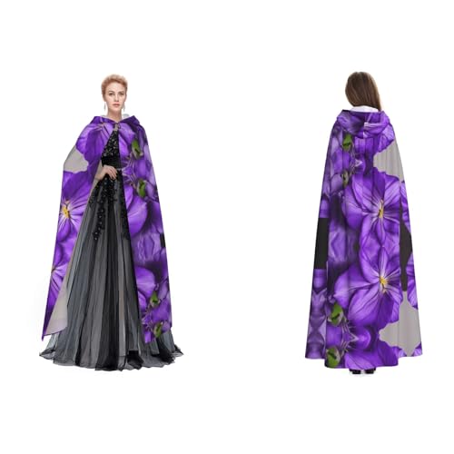 GBMBZSKP Blühende lila Blumen) Halloween-Kapuzenumhang, Maskerade, Party, Cosplay, Kostüme, Ostern, Unisex, Vampir-Hexen-Umhang für Erwachsene von GBMBZSKP