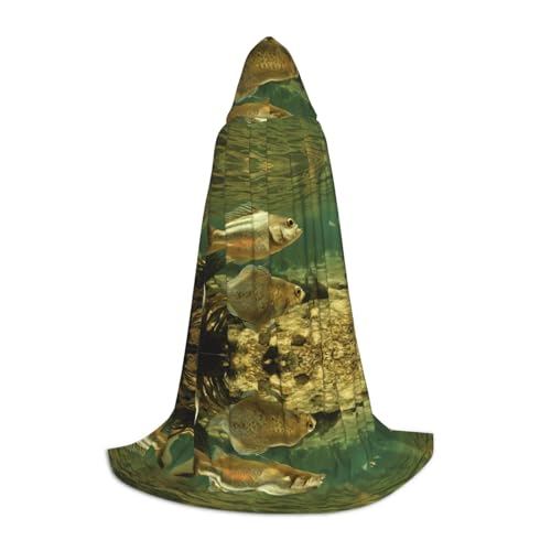 GBMBZSKP Brook Trout Fly Fishing, Halloween-Kapuzenumhang, Hexenhut für Jungen, Mädchen, Kinder, 85–134 cm, Kapuzenumhang, Halloween, Vampir-Kostüm, Cosplay, Ostern, Maskerade, Party von GBMBZSKP