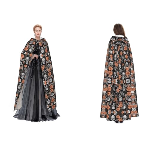 GBMBZSKP Bunte Zuckerschädel mit Kapuze, Umhang, Maskerade, Party, Cosplay, Ostern, Unisex, Vampir-Hexen-Umhang für Erwachsene GBMBZSKP Bunte Zuckerschädel mit Kapuze, Umhang, Maskerade, Party, Cosplay, Ostern, Unisex, Vampir-Hexen-Umhang für Erwachsene von GBMBZSKP