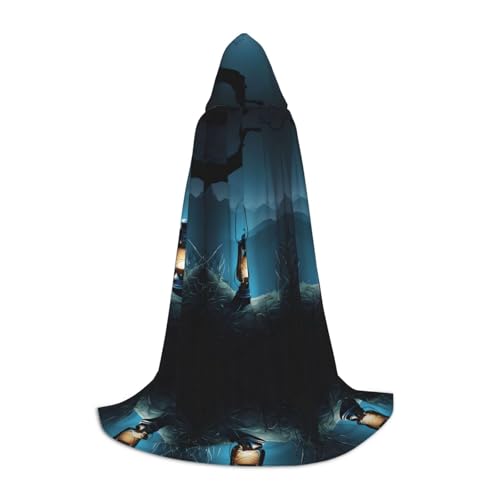 GBMBZSKP Feuerfliegen und Laterne), Halloween-Kapuzenumhang, Hexenhut für Jungen, Mädchen, Kinder, 85–134 cm, Kapuzenumhang, Halloween, Vampir-Kostüm, Cosplay, Ostern, Maskerade, Party von GBMBZSKP