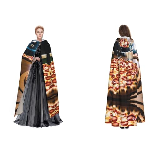 GBMBZSKP Große Pizza) Halloween-Kapuzenumhang, Maskerade, Party, Cosplay, Kostüme, Ostern, Unisex, Vampir-Hexen-Umhang für Erwachsene von GBMBZSKP