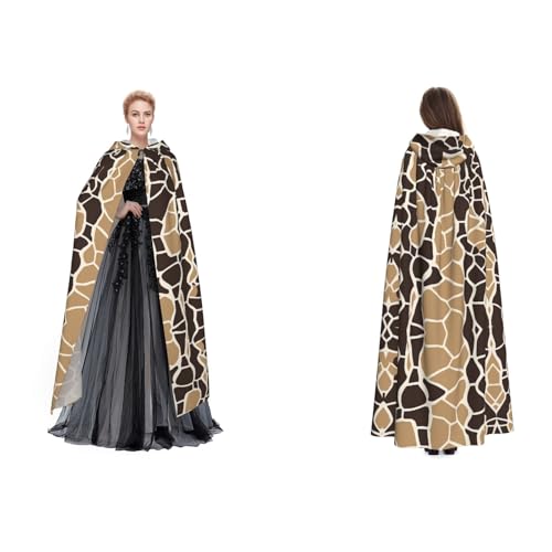 GBMBZSKP Halloween-Kapuzenumhang mit Giraffen-Aufdruck, Maskerade, Party, Cosplay, Ostern, Unisex, Vampir-Hexen-Umhang für Erwachsene von GBMBZSKP