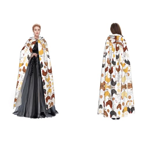 GBMBZSKP Halloween-Kapuzenumhang mit Huhn-Muster, Maskerade, Party, Cosplay, Ostern, Unisex, Vampir-Hexen-Umhang für Erwachsene GBMBZSKP Halloween-Kapuzenumhang mit Huhn-Muster, Maskerade, Party, Cosplay, Ostern, Unisex, Vampir-Hexen-Umhang für Erwachsene von GBMBZSKP