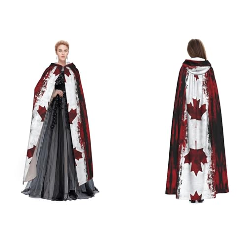 GBMBZSKP Halloween-Kapuzenumhang mit Kanada-Flagge, Maskerade, Party, Cosplay, Ostern, Unisex, Vampir-Hexenumhang für Erwachsene von GBMBZSKP