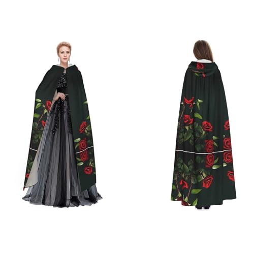 GBMBZSKP Rote Rosen-Umhang mit Kapuze, Maskerade, Party, Cosplay, Ostern, Unisex, Vampir-Hexen-Umhang für Erwachsene GBMBZSKP Rote Rosen-Umhang mit Kapuze, Maskerade, Party, Cosplay, Ostern, Unisex, Vampir-Hexen-Umhang für Erwachsene von GBMBZSKP