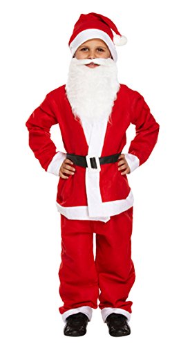 GCC Fashion Store Weihnachtsmann-Kostüm für Kinder, 5-teilig, Rot & Weiß, 7–9 Jahre (Größe M) von GCC Fashion Store