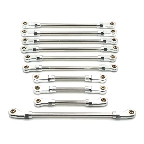 GCDZKJIJ 10pcs RC Car Steering Link Upgrade kompatibel mit 1/10 -Skalierungsmodellen(Silver) von GCDZKJIJ