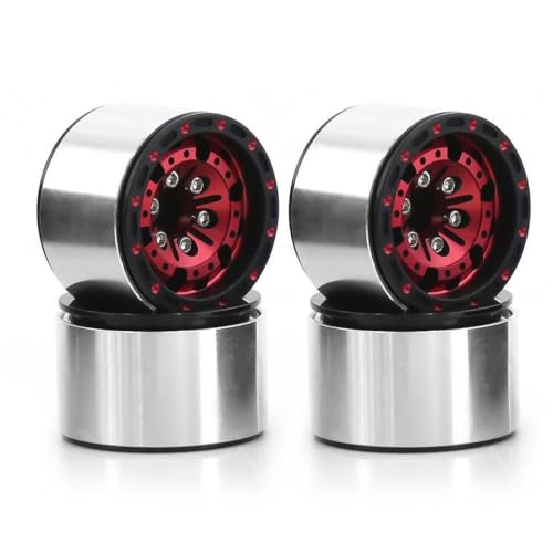 GCDZKJIJ 4pcs 1,0 Zoll Metall Beadlock Wheel Wheel Hub Rand kompatibel mit 1/18 1/24 RC Crawler Cars SCX24 AX24 Upgrade -Zubehör(Red) von GCDZKJIJ