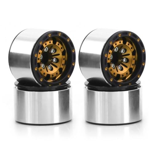 GCDZKJIJ 4pcs 1,0 Zoll Metall Beadlock Wheel Wheel Hub Rand kompatibel mit 1/18 1/24 RC Crawler Cars SCX24 AX24 Upgrade -Zubehör(Yellow) von GCDZKJIJ
