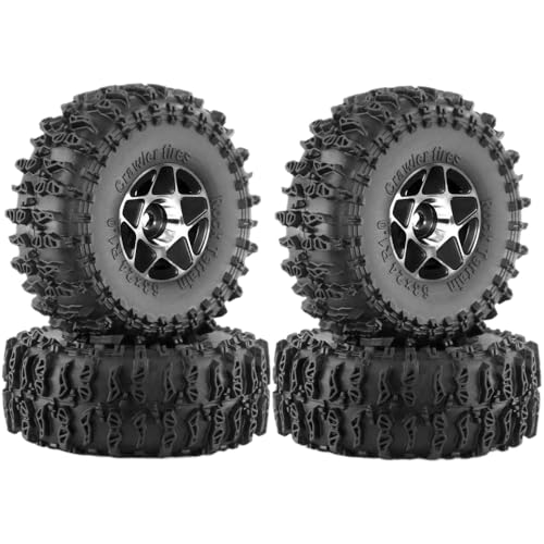 GCDZKJIJ 4pcs 63 mm 1,0 Zoll Metall Beadlocke -Rad -Reifen -Set kompatibel mit 1/18 1/24 RC Crawler -Autos wie SCX24 AX24 Upgrade -Zubehör(A) von GCDZKJIJ