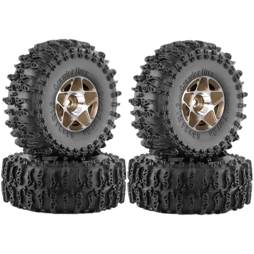 GCDZKJIJ 4pcs 63 mm 1,0 Zoll Metall Beadlocke -Rad -Reifen -Set kompatibel mit 1/18 1/24 RC Crawler -Autos wie SCX24 AX24 Upgrade -Zubehör(B) von GCDZKJIJ