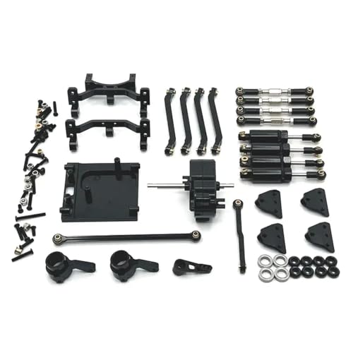 GCDZKJIJ Metall -Chassis -Verbindungsstange und Pull -Stangenhalterungs -Kit Kompatibel mit 1/12 RC -Autos kompatibel mit Ölschockdämpfer und Getriebemotorhalterungen(Black) von GCDZKJIJ